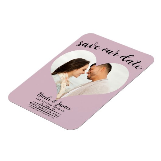 Magnet Flexible Rose Poussiéreuse Coeur Rose Photo Mariage Enregis (Côté Gauche)