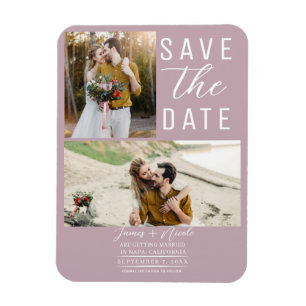 Magnet Flexible Rose Poussiéreux Rose 2 Photos Sauvegarder la Date