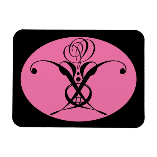 Magnet Flexible Rose rétro rose et noir (Horizontal)