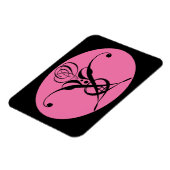 Magnet Flexible Rose rétro rose et noir (Côté Gauche)
