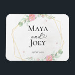Magnet Flexible Rose romantique Mariage géométrique<br><div class="desc">Tombez amoureux de ce design époustouflant. Le design élégant allie une douce et romantique motif rose à une forme géométrique moderne et audacieuse qui saisit parfaitement l'essence de votre journée spéciale.</div>