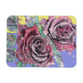 Magnet Flexible Rose rouge Aquarelle Fleur Floral Anniversaire (Horizontal)