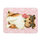 Magnet Flexible Rose Valentine Collie (Horizontal)