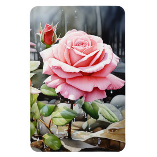 Magnet Flexible Roses roses dans la pluie Aquarelle