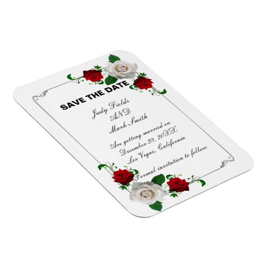 Magnet Flexible Roses rouges et blanches Mariage de Noël Enregistr (Côté Droit)