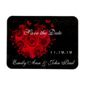 Magnet Flexible Roses rouges et coeurs tourbillonne Mariage Enregi (Horizontal)