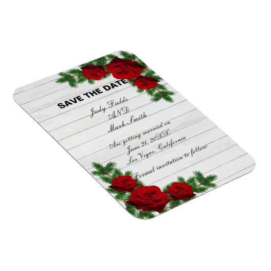 Magnet Flexible Roses Rouges Et Pins Succursale Noël Enregistrer L (Côté Droit)