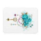 Magnet Flexible Roses Turquoise avec Clés (Horizontal)