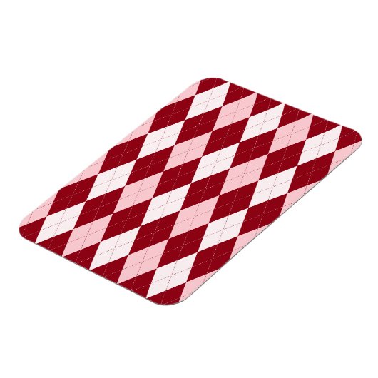 Magnet Flexible Rouge Argyle Rouge Clair Rose Petit Diamant Forme (Côté Gauche)