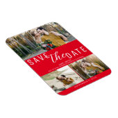 Magnet Flexible Rouge Enregistrer la date Mariage 3 photos (Côté Droit)