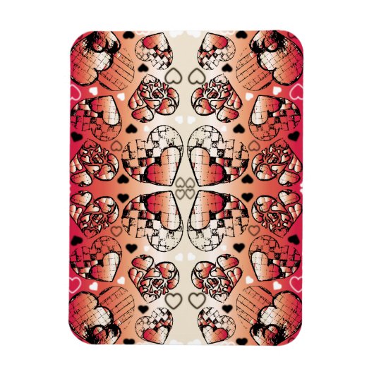 Magnet Flexible Rouge et blanc Whimsical Romantic Hearts motif (Vertical)