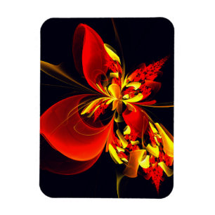 Magnet Flexible Rouge Jaune Floral Moderne Résumé Modèle Art #10
