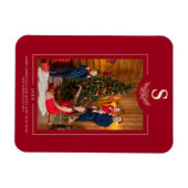 Magnet Flexible Rouge Joyeux Noël Monogramme Famille de photos (Horizontal)