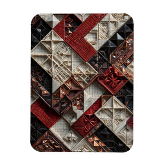 Magnet Flexible Rouge Noir Ivoire Micro Mosaïque 3D Géométrique