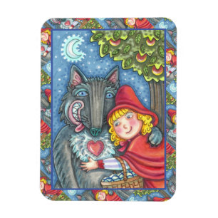 MAGNET FLEXIBLE ROUGE RIDING HOOD, LES LOUPS ONT BESOIN DE HUGS TR