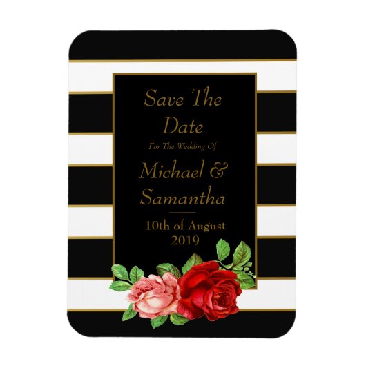 Magnet Flexible Rouge Rose, Noir, Blanc & Or - (Vertical)