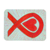 Magnet Flexible Rouge Sensibilisation Ruban Coeur sur mesure magné (Horizontal)