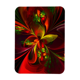 Magnet Flexible Rouge vert moderne Floral Abstrait Art Motif #05
