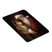 Magnet Flexible Rough Collie Avec Noël Festif Du Père Noël (Côté Droit)