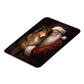 Magnet Flexible Rough Collie Avec Noël Festif Du Père Noël (Côté Gauche)