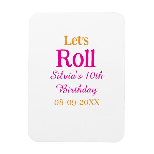 Magnet Flexible Roulons heureux 10e anniversaire ajouter nom retro (Vertical)