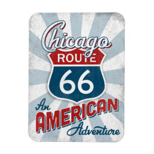 Magnet Flexible Route 66 Amérique Vintage Illinois