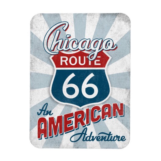 Magnet Flexible Route 66 Amérique Vintage Illinois (Vertical)
