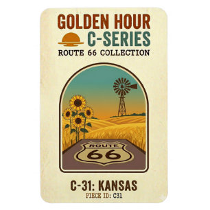 Magnet Flexible Route 66 de l'heure dorée, série C Kansas