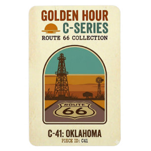 Magnet Flexible Route 66 de l'heure dorée Série C Oklahoma