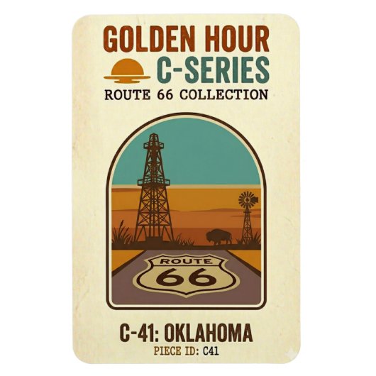 Magnet Flexible Route 66 de l'heure dorée Série C | Oklahoma (Vertical)