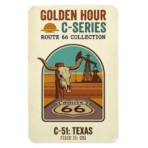 Magnet Flexible Route 66 de l'heure dorée Série C Texas