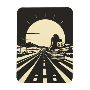 Magnet Flexible Route 66 Noir et Blanc Minimaliste Classique