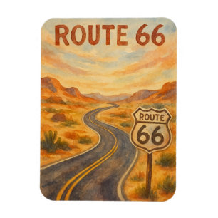 Magnet Flexible Route 66 Vintage Open Road Retro Desert