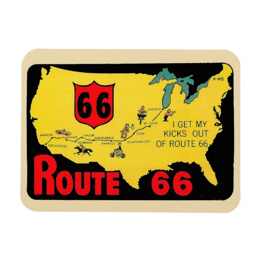 Magnet Flexible Route 66 - Vintage voyage - Aimant flexible (Horizontal)