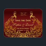 Magnet Flexible Royal Bourgogne Gold Peacock Mariage ENREGISTRER L<br><div class="desc">Unique Design featuring Royal Burgundy Gradient background and abstract Gold Sparkling Peacocks for your special wedding event. C'est It qui veut le style de l'art de l'art. C'est différent ! Personalize with your own information. If you need to move the text, or change the size, font, or color, click Customize...</div>