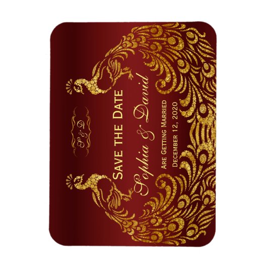 Magnet Flexible Royal Bourgogne Gold Peacock Mariage ENREGISTRER L (Vertical)