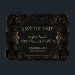 Magnet Flexible Royal Fleur-de-lis Gold Great Gatsby Fête des mari<br><div class="desc">Carte royale, romantique, Vintage avec un style Art déco Great Gatsby, un Hollywood des années 1920 rugissant, avec fausse feuille d'or Fleur-de-lis superposé, séparateur et de magnifiques polices, sur un arrière - plan motif texturé noir. Utilisez l'outil Personnaliser pour ajouter vos informations. Pour plus d'informations, visitez s'il vous plaît, ma...</div>