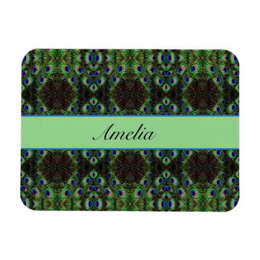 Magnet Flexible Royal Plumage - Luxe Peacock Motif en plumes (Horizontal)
