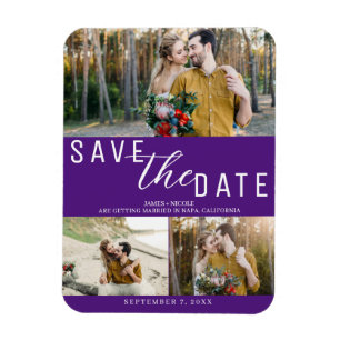 Magnet Flexible Royal Purple Enregistrer la date Mariage 3 photos