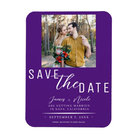 Magnet Flexible Royal Purple Enregistrer la date Mariage photo (Vertical)