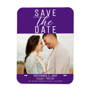 Magnet Flexible Royal Purple Enregistrer la Date Photo de Mariage