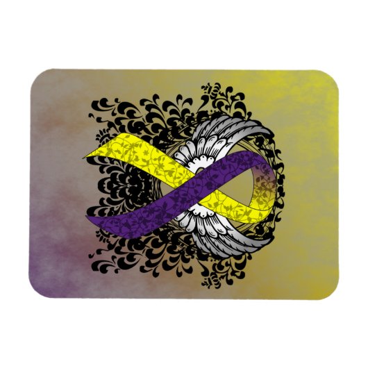 Magnet Flexible Ruban de sensibilisation violet et jaune avec aile (Horizontal)
