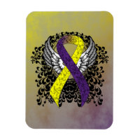Ruban de sensibilisation violet et jaune avec aile