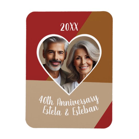Magnet Flexible Ruby Heart Custom Photo Anniversaire Keepsaké (Vertical)