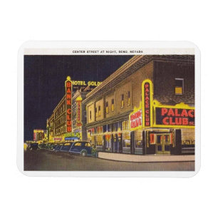 Magnet Flexible Rue du centre de Night, Reno, Nevada Vintage