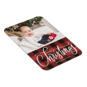 Magnet Flexible Russe Rouge Plaid Joyeux Noël Photo (Côté Droit)
