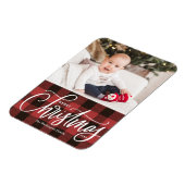 Magnet Flexible Russe Rouge Plaid Joyeux Noël Photo (Côté Gauche)