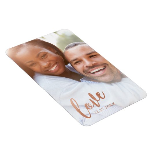 Magnet Flexible Rust Copper Love Calligraphie Script Photo romanti (Côté Droit)