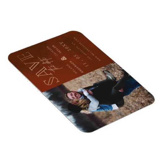 Magnet Flexible Rust Stylish photo manuscrite Enregistrer la date (Côté Droit)
