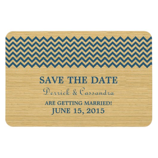 Magnet Flexible Rustic Chevron Enregistrer l'aimant de date, bleu (Horizontal)